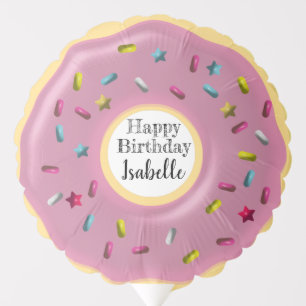 Cute Custom Purple Donut Decor Happy Birthday Balloon