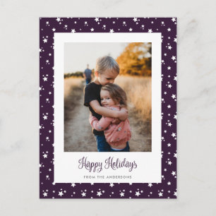 Cute Custom Purple Stars Photo Holiday Postcards