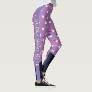 Cute Custom Purple Super Hero Juneteenth 4th July Leggings