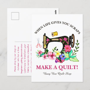 Cute Custom Quilt Shop Postcard