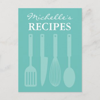 Cute Custom Recipe Postcard With Kitchen Utensils by cookinggifts at Zazzle
