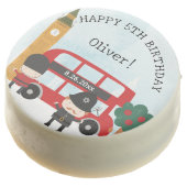 Cute Custom Red London Bus Clock Tower Birthday Chocolate Covered Oreo (Angled)