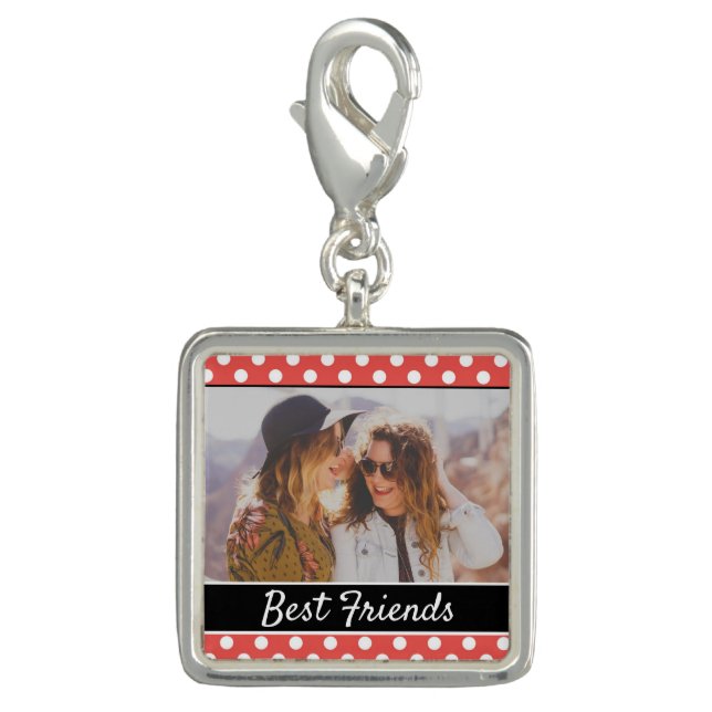 Cute Custom Red Polka Dot Photo Charm (Front)
