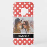 Cute Custom Red Polka Dot Photo Personalised Case-Mate Samsung Galaxy S9 Case<br><div class="desc">Cute red polka dot pattern with black label to custom with your own photo and personalise with text.</div>