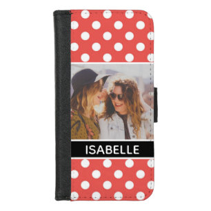 Cute Custom Red Polka Dot Photo Personalised iPhone 8/7 Wallet Case