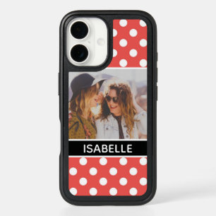 Cute Custom Red Polka Dot Photo Personalised iPhone 16 Case