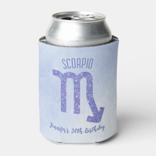 Cute Custom Scorpio Sign Purple Birthday Party Can Cooler