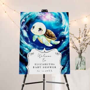 Cute Custom Sea Turtle Baby Shower Welcome Sign