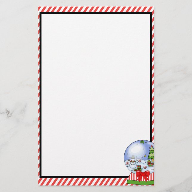 Cute Custom Snow Globe Stationary Stationery (Front)