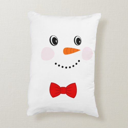 Cute Custom Snowman with Red Bowtie  Accent Pillow