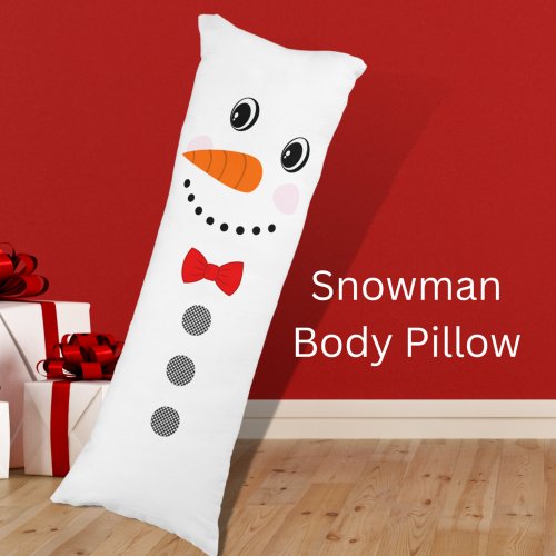 Cute Custom Snowman with Red Bowtie  Body Pillow