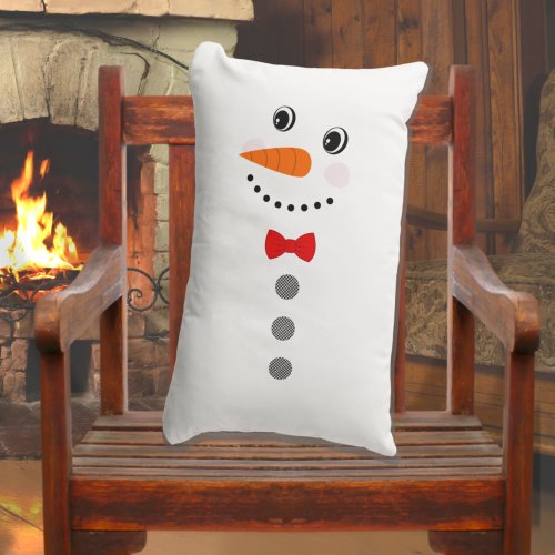 Cute Custom Snowman with Red Bowtie  Lumbar Pillow