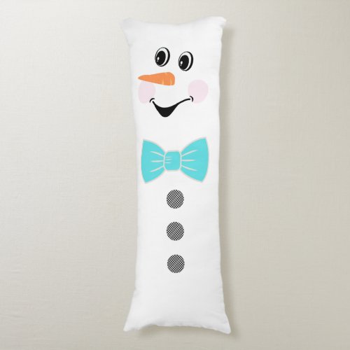 Cute Custom Snowman with Teal Blue Bowtie Body Pillow