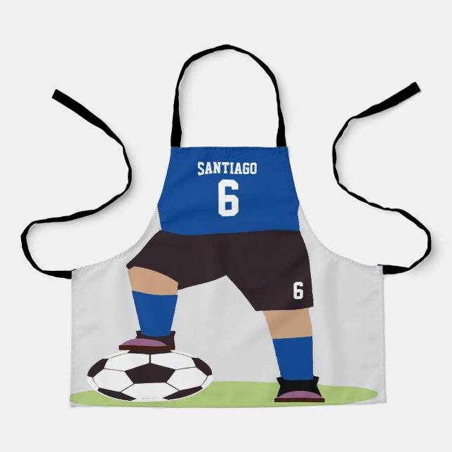 Cute Custom Soccer Football Player with Ball Color Apron (Front)
