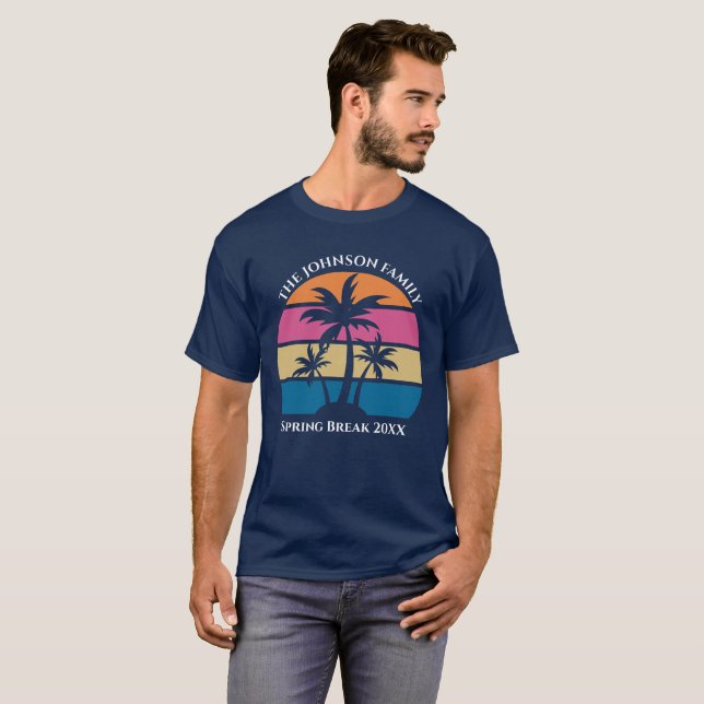 Cute Custom Spring Break Beach Palm Tree Family T-Shirt