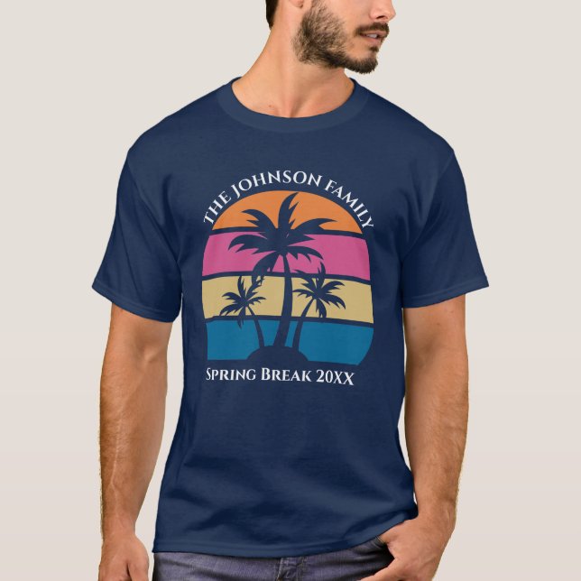 Cute Custom Spring Break Beach Palm Tree Family T-Shirt