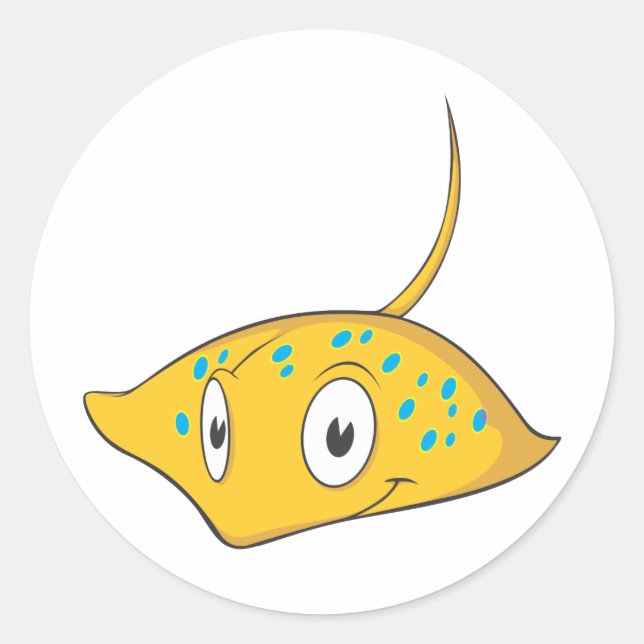 Cute Custom Stingray Cartoon Shirt Classic Round Sticker (Front)