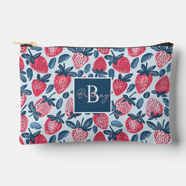 Cute Custom Strawberry  Pattern Accessory Pouch (Front)