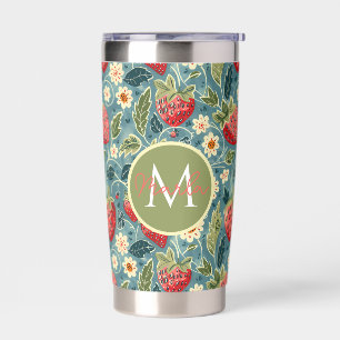Cute custom strawberry pattern design insulated tumbler