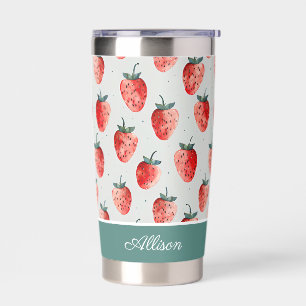 Cute custom strawberry pattern design insulated tumbler