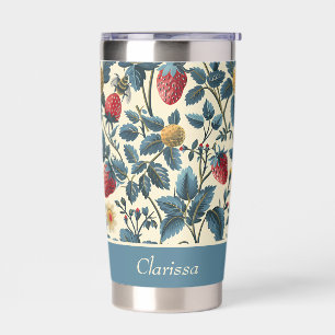Cute custom strawberry pattern design insulated tumbler