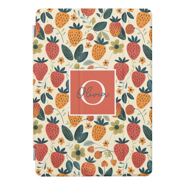 Cute Custom Strawberry Pattern Design  iPad Pro Cover (Front)