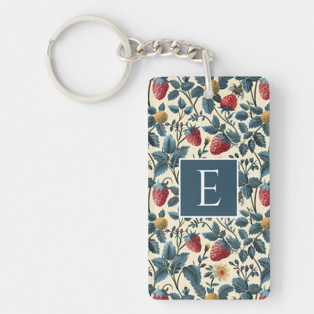 Cute Custom Strawberry  Pattern Keychain (Front)