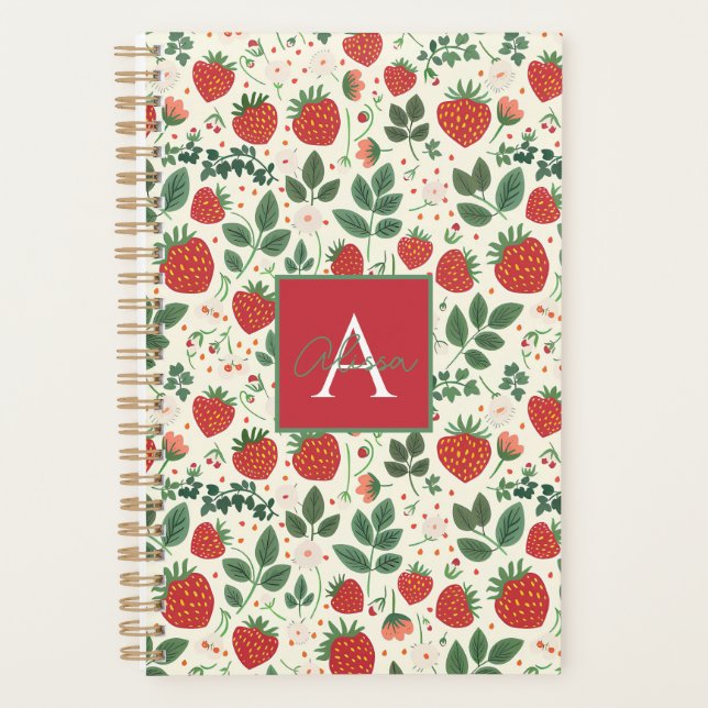 Cute Custom Strawberry  Pattern Planner (Front)
