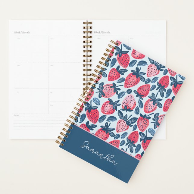 Cute Custom Strawberry  Pattern Planner (Display)