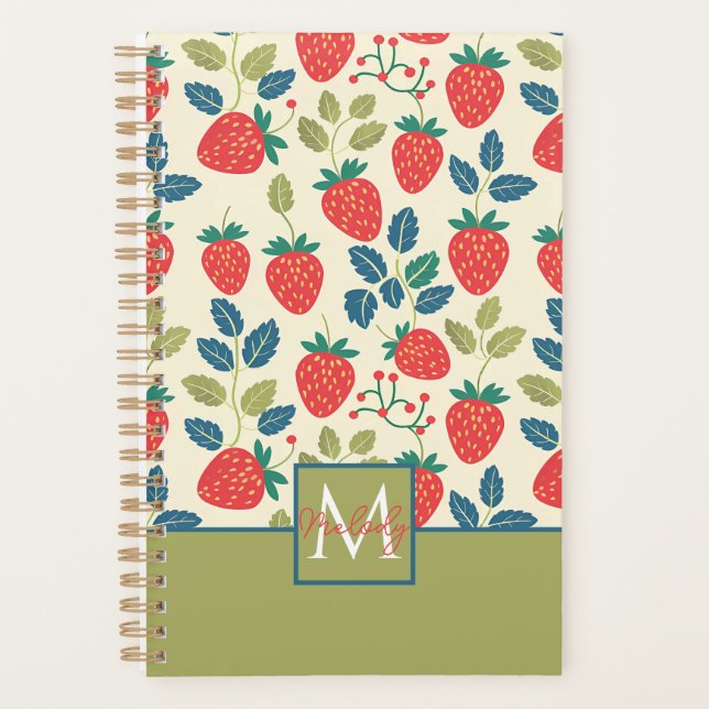 Cute Custom Strawberry  Pattern Planner (Front)