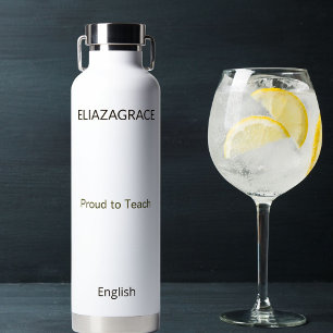 Cute Custom Subject Teacher Insulated Water Bottle