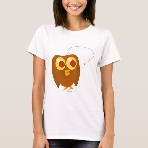 Cute Custom Talk Bubble Owl Cartoon Design T_Shirt