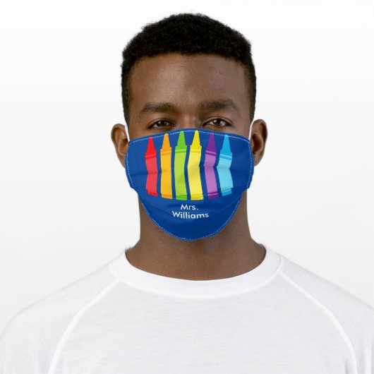 Cute Custom Teacher Crayon Adult Cloth Face Mask (Worn)