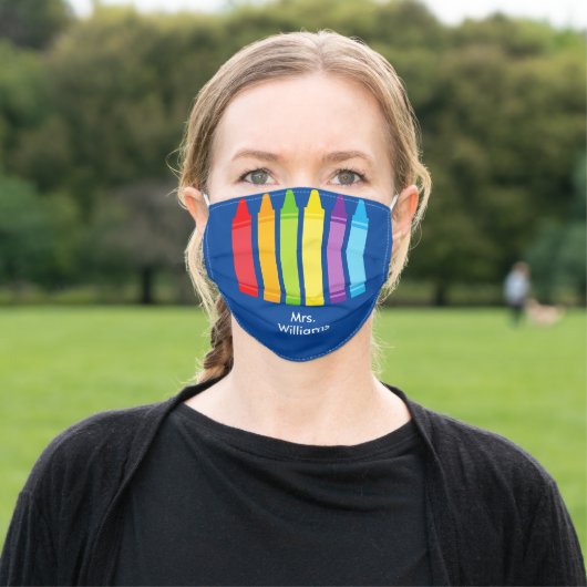 Cute Custom Teacher Crayon Adult Cloth Face Mask (Outside)