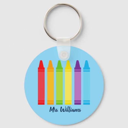 Cute Custom Teacher Crayon Back to School Monogram Keychain