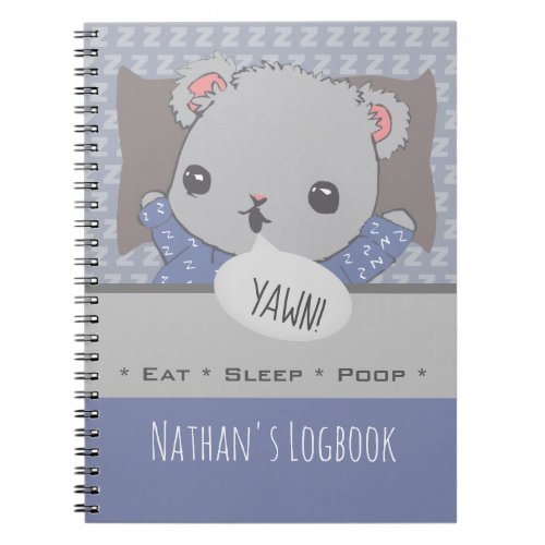 Cute Custom Teddy Bear Baby Logbook Notebook