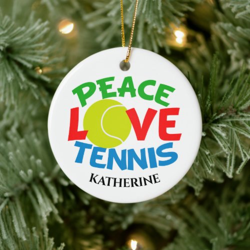 Cute Custom Tennis Player Christmas Ceramic Ornament