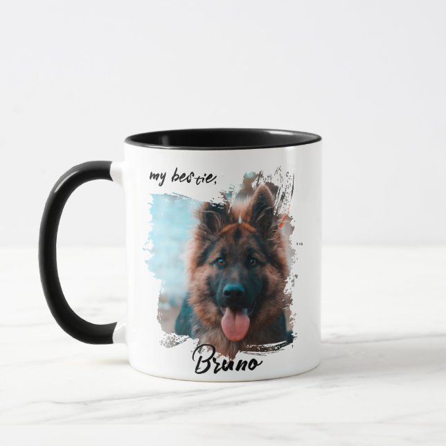 Cute Custom Typography Dog Photo Bestie Pet  Mug (Left)