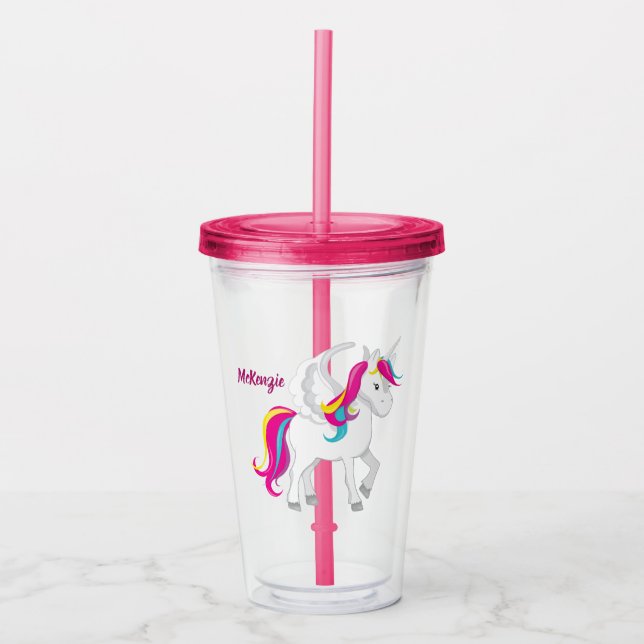 Cute Custom Unicorn Acrylic Tumbler (Front)
