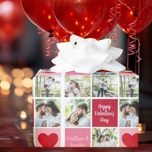 Cute Custom Valentines Day Couple Photo Collage Wrapping Paper