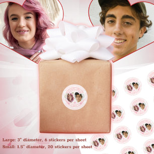 Cute Custom Valentines Photo Classic Round Sticker