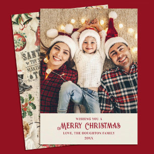 Cute Custom Vintage Christmas Photo Holiday Card