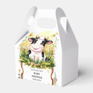 Cute Custom Watercolor Cow Baby Shower Favor Boxes