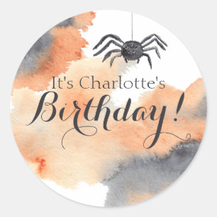 Cute Custom Watercolor Halloween Birthday Classic Round Sticker