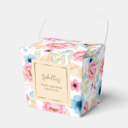 Cute Custom Watercolor Yellow Floral Baby Shower Favor Boxes