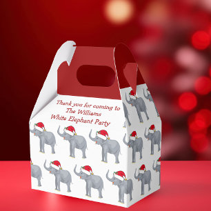 Cute Custom White Elephant Christmas Party Favor Boxes