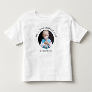 Cute Custom Year Name Round Photo Birthday Party Toddler T-shirt