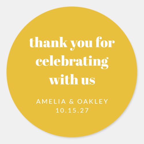 Cute Custom Yellow Couples Shower Thank You Classic Round Sticker