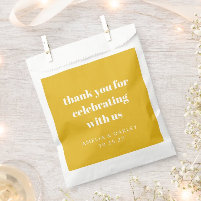 Cute Custom Yellow Couples Shower Thank You Favor Bag (Clipped)