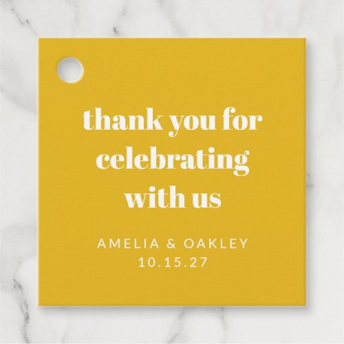Cute Custom Yellow Couples Shower Thank You Favor Tags